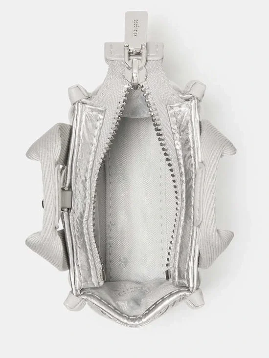 kate spade NWT! Metallic Silver Kip Puffy Micro Bag Charm - Picture 3 of 12